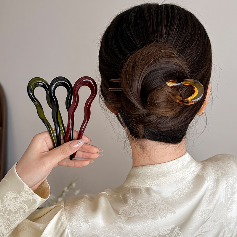 High-End sentimento em forma de U hairpin novo estilo chinês antigo elegante hairpin acessórios de cabelo feminino