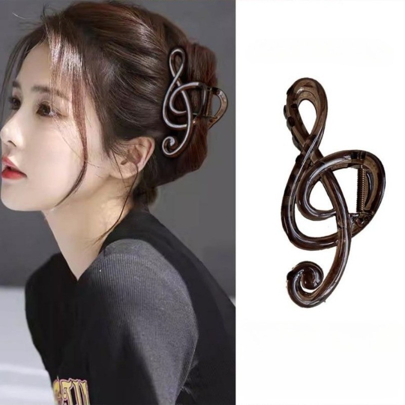 Nota Musical hairpin Cabeça Feminina 2026 Novo Verão high-end Acrílico grab clip Grande volume De Cabelo Tubarão Clipe