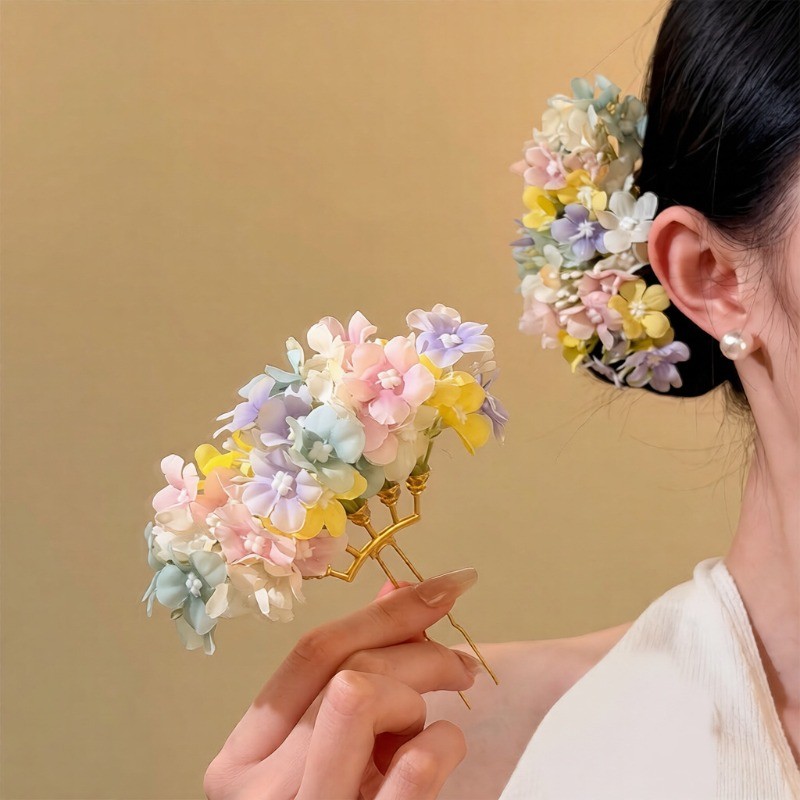Tecido Cigano Flor Hairpin Mori Doce Pequeno Temperamento Fresco Versátil Nicho High-end Acessórios De Cabelo Feminino