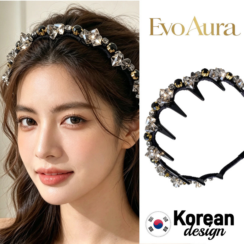 Luz de luxo strass onda bandana feminino high-End sentir dentado antiderrapante high-Top bandana Hairpin