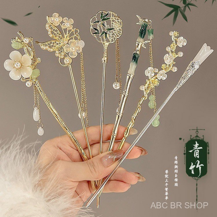 [Flor antiga borla Hairpin feminino High-End Hanfu All-Match Hairpin passo agitando cabelo Zhang Cheongsam Hairpin Headd