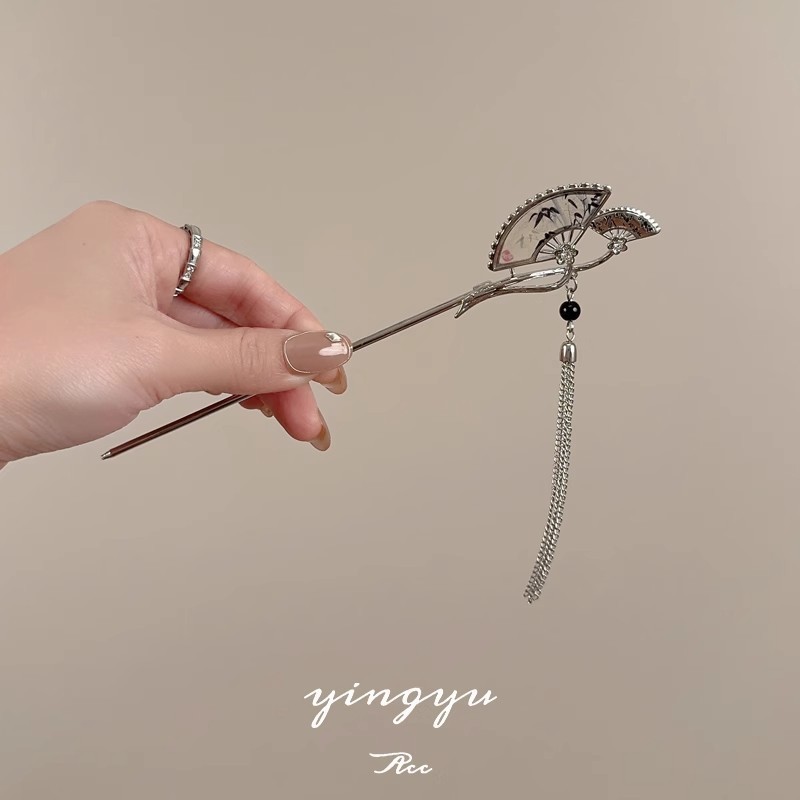Liga hairpin fã hairpin Super fada antigo Hanfu temperamento High-End hairpin flor borla Cheongsam