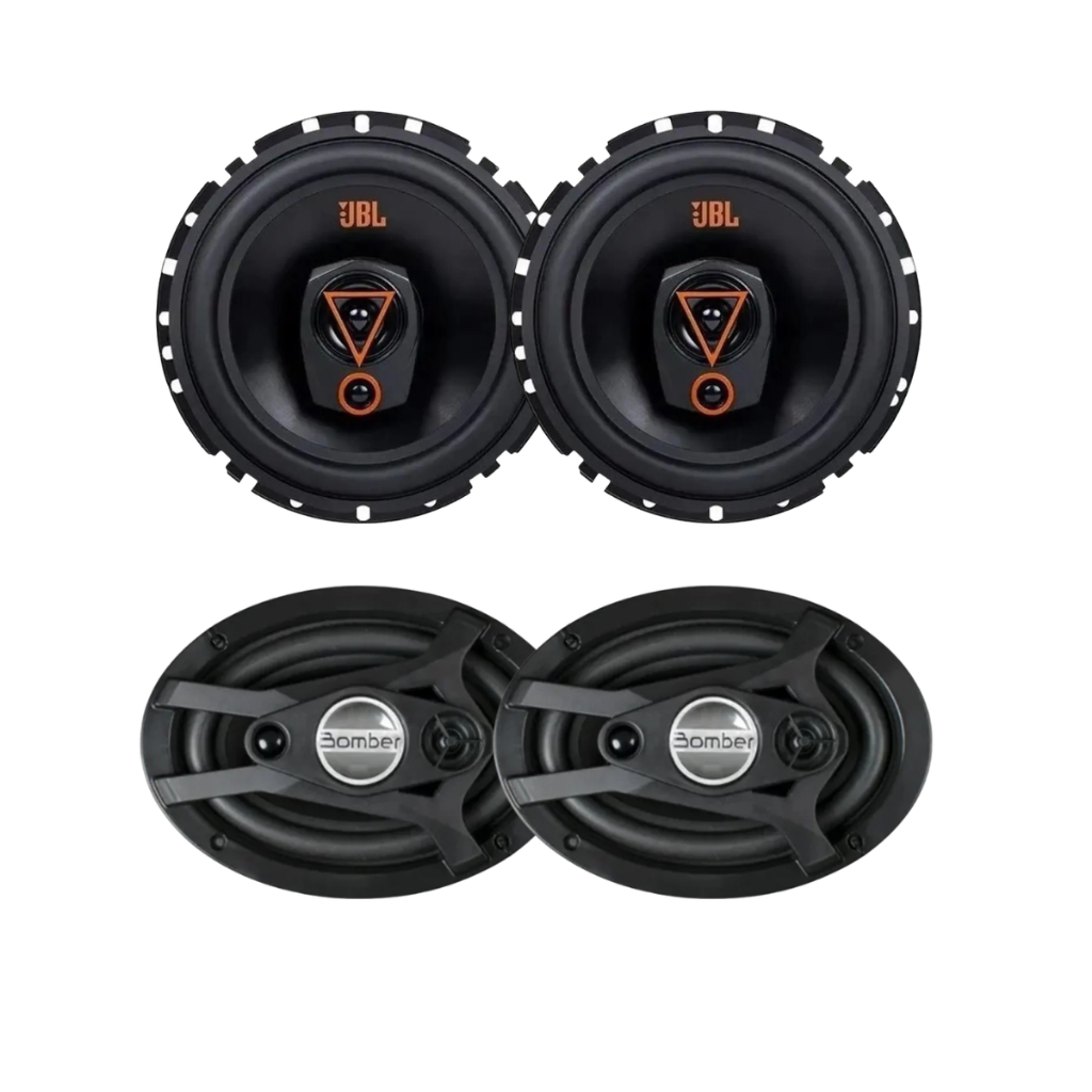 Kit Par Alto Falantes Jbl 6 Pol 6TRMS80 160W + Par Bomber Quadriaxiais Tkl 6x9 Pol 400W