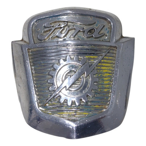 Emblema Central Cabine Capo Ford F600 F100 Original Antigo Prateado