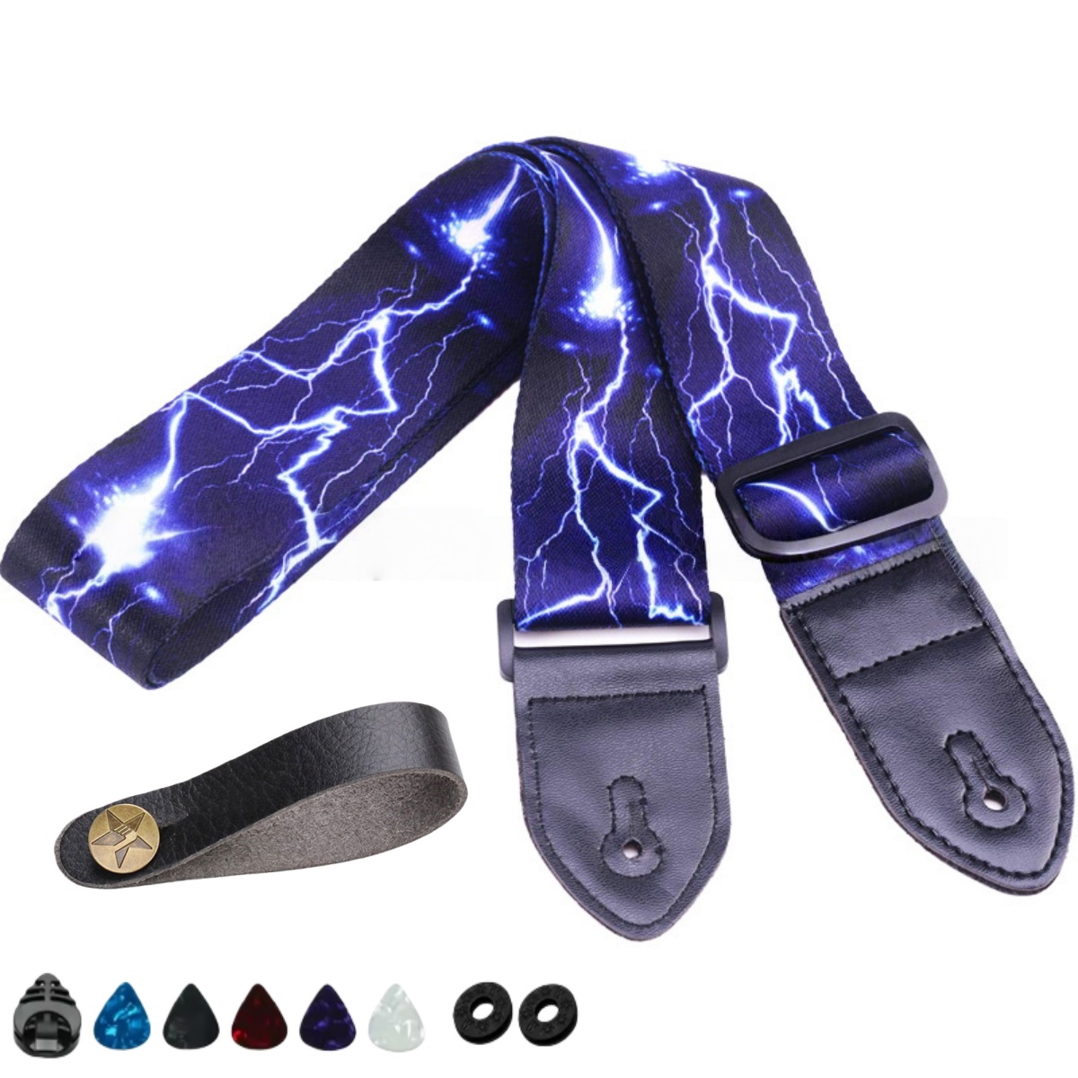 Miwayer Print Guitar Strap Kit Cinto Ajustável Com Palhetas E Trava De Alça Acessórios Essenciais Para Baixo