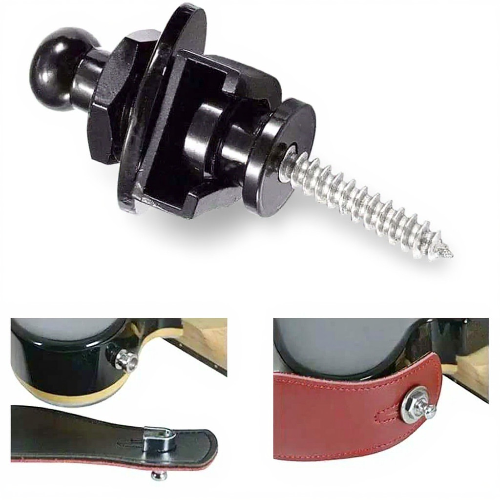 Strap Lock Endurance Preto para Guitarra, Violão e Baixo