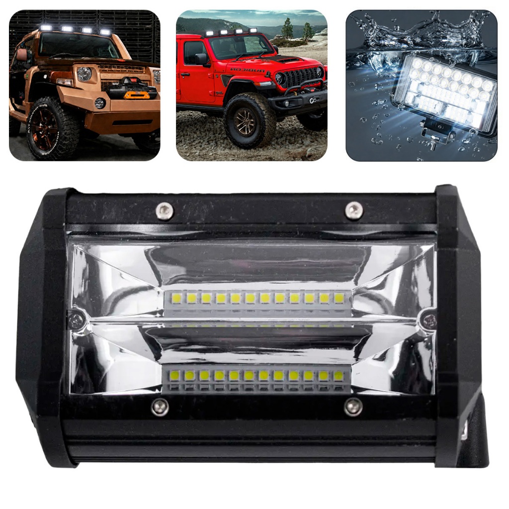 Farol Milha Auxiliar 24led 72w 9v60v Retangulo Offroad 6500k FK-X1072