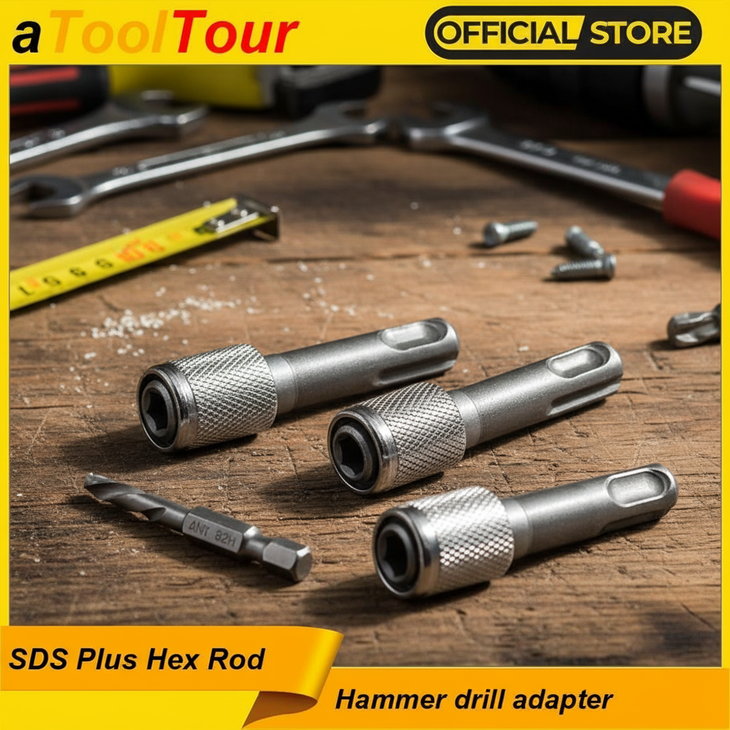 Adaptador SDS Plus para haste hexagonal para martelos perfuradores, conversor hexagonal de 1/4 de polegada para chave