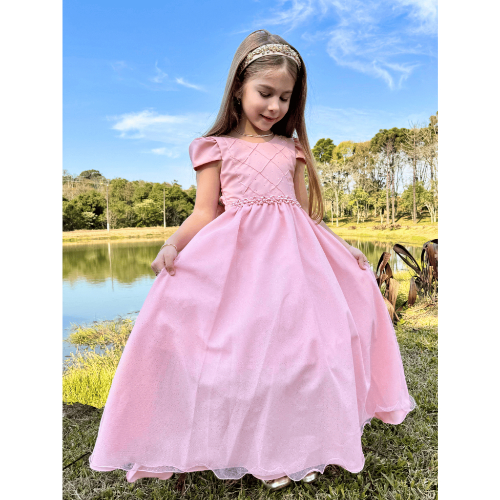 Vestido Longo Dama de Honra Luxo Voal E Brilho - Várias Cores
