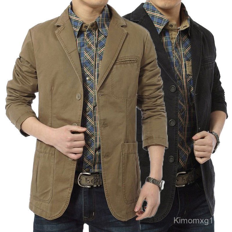 Blazer casual masculino de algodão, jaqueta de terno pequena e moderna para homens.