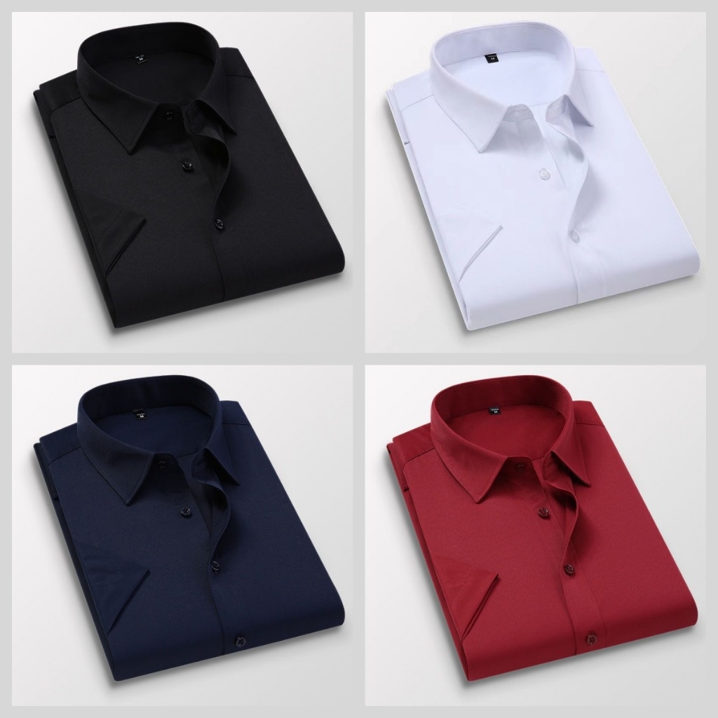 Novos Homens Camisa De Manga Curta Camisas De Negócios Casuais Mais Terno Formal Com Botão De Tamanho