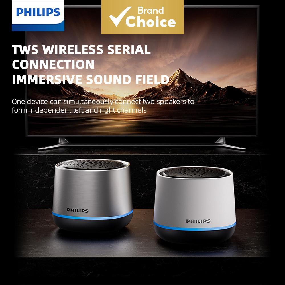 Philips TAS1009 Mini-Alto-falante Bluetooth com graves, emparelhamento TWS, RGB, 1200mAh, 10 horas de reprodução,