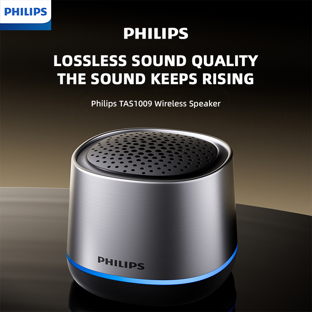 Philips TAS1009 Mini Alto-Falante Bluetooth com Graves, RGB de 52mm 1200mAh, USB para PC, Laptop e TV