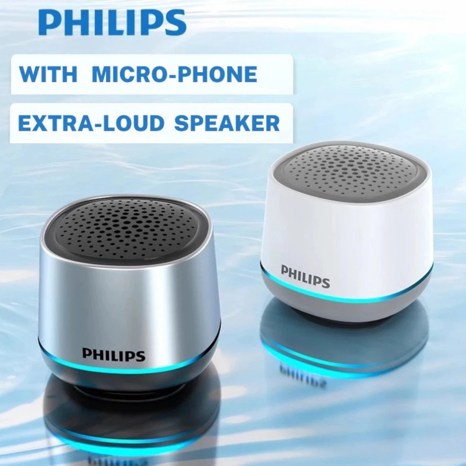 Philips TAS1009 Mini Alto-Falante Bluetooth 5.3 RGB Luz Portátil Ao Ar Livre
