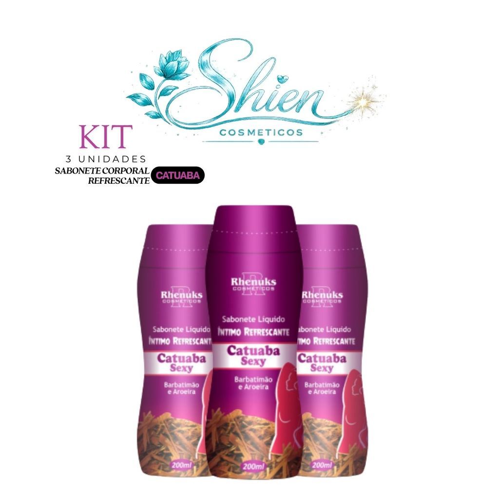 Kit 3 Unidades Sabonete Líquido Íntimo Refrescante Catuaba Sex 200Ml Rhenuks (Afilhado)