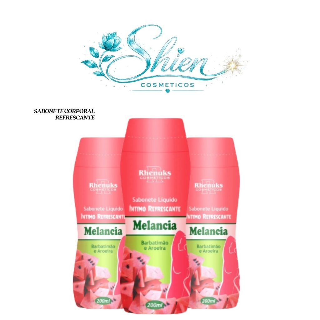 Kit 3 Unidades Sabonete Líquido Íntimo Refrescante Melancia 200Ml Rhenuks (Afilhado)