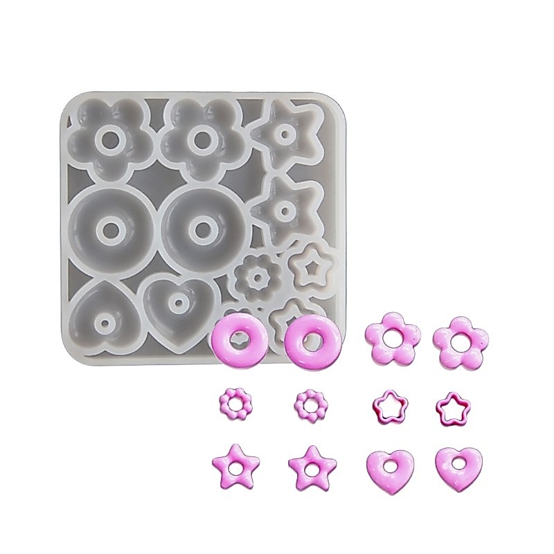 Estone Resina Brinco E Colar Moldes Coração Estrela Forma Acessórios Silicone Jóias Parte Para Pendente
