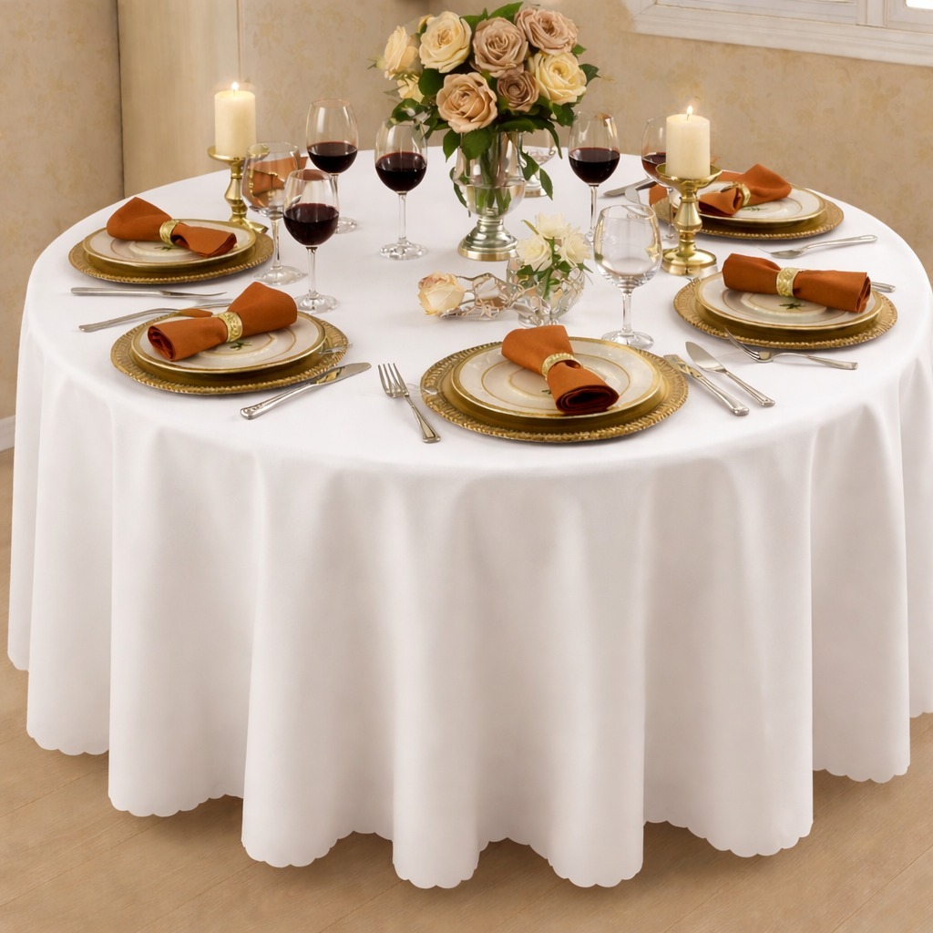 Toalha de Mesa Redonda 2,80m Oxford Ideal Festa Buffet Casamento e Decoração com Caimento PerfeITO