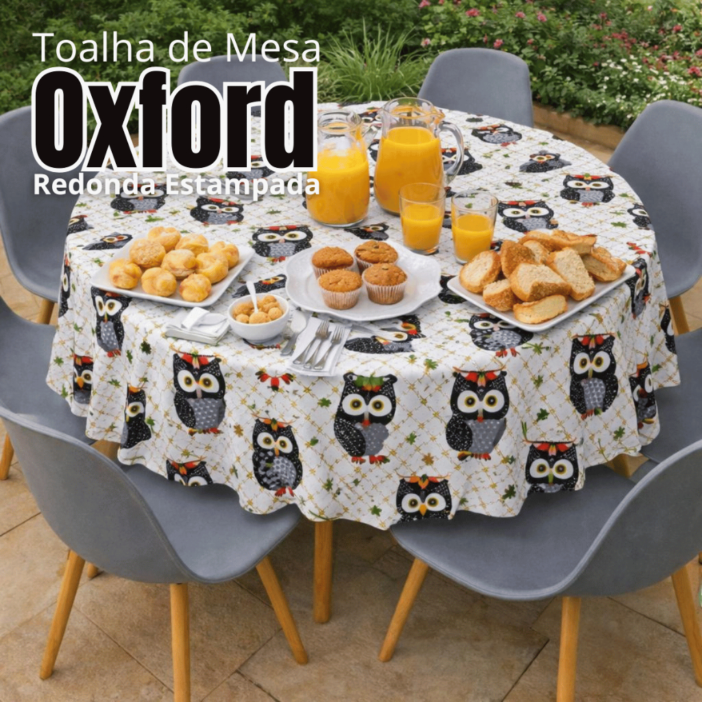 Toalha Mesa Redonda Estampada1,40 Tecido Oxford Estampado Decoração Posta Antialérgica