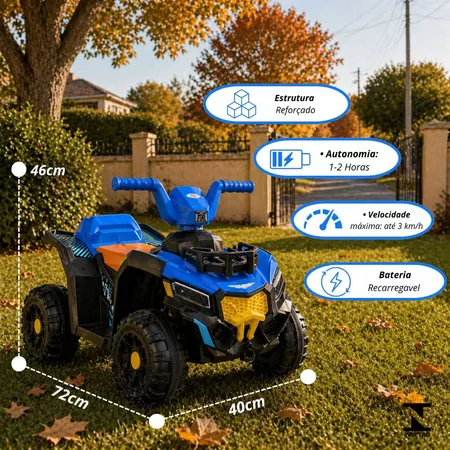 Mini Quadriciclo Infantil Elétrico 6 Volts Veículo Passeio Crianças Azul aventura
