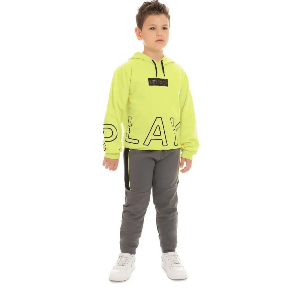 Conjunto Infantil Menino Casaco E Calça Moletom Peluciado Let's play- By Gus