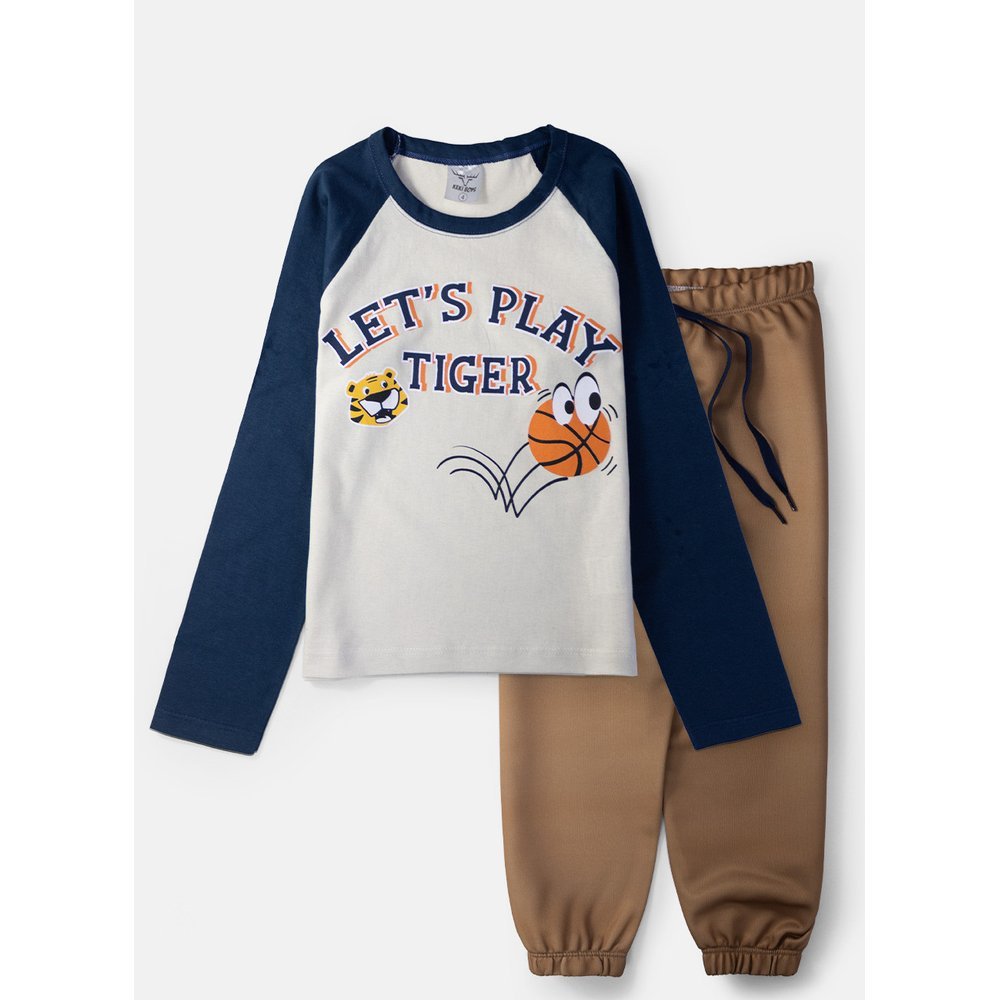 Conjunto Infantil Menino Algodão Meia Estação Estampado Let's Play Keki Boys Roupa Criança 2 ao 12