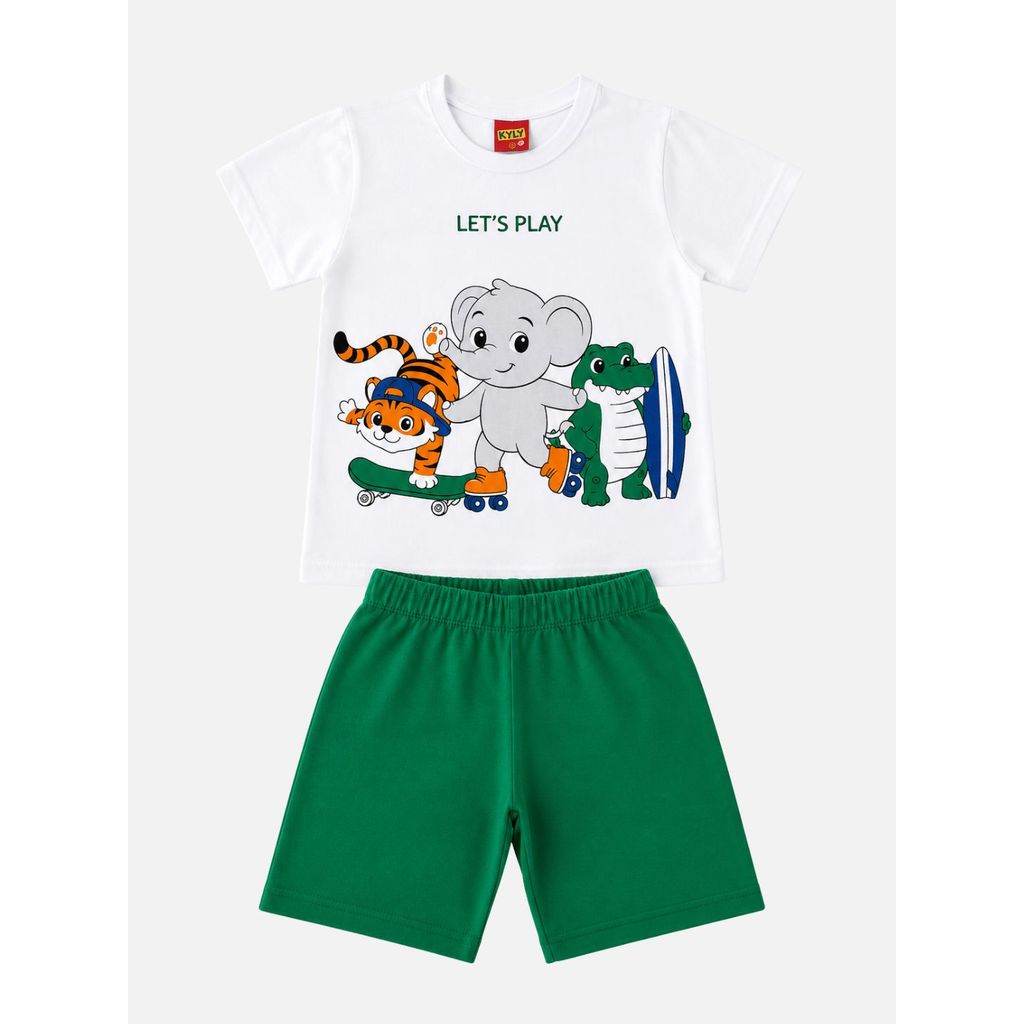 Conjunto Infantil Masculino Kyly Camiseta e Bermuda Let's Play Tam 3