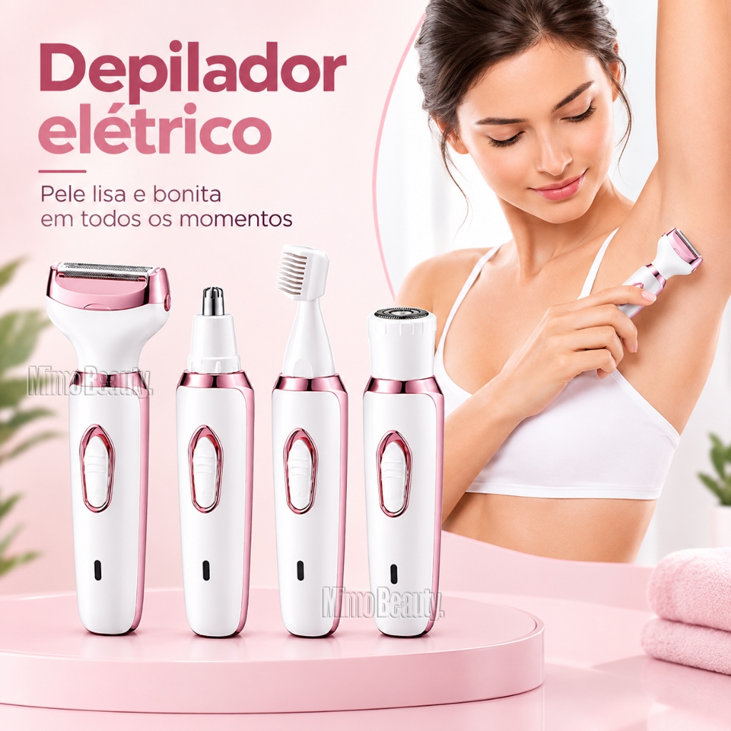 4 In 1 Electric Shaver For Women Female Body Hair Removal/Nose & Eyebrow Hair Trimmer Mimo Beauty.