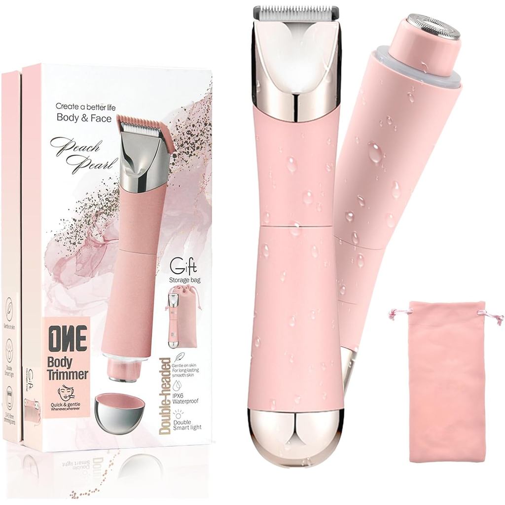 Dermave Bikini Shaver & Trimmer for Women, IPX7 Waterproof Electric Razor for Pubic Hair, Face, Legs, Underarms - Painle