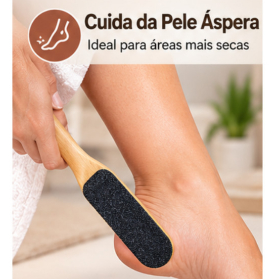 Lixa para Pés com Cabo de Madeira, Lixa para Pele Áspera e Cuidados dos Pés, 1 Unidade