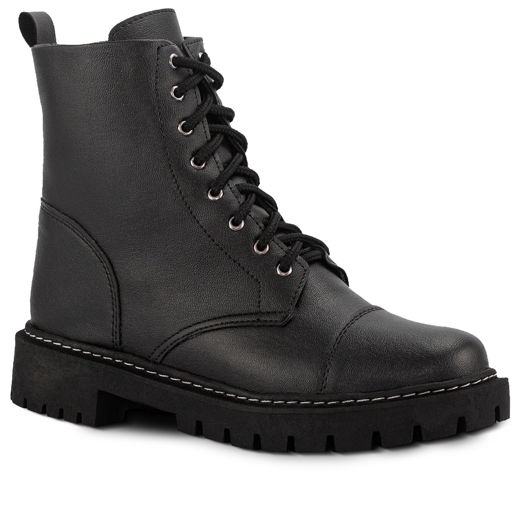 Bota Coturno Lumiss Tratorada Cano Curto Confortável Feminino Masculino Preto tamanho 40