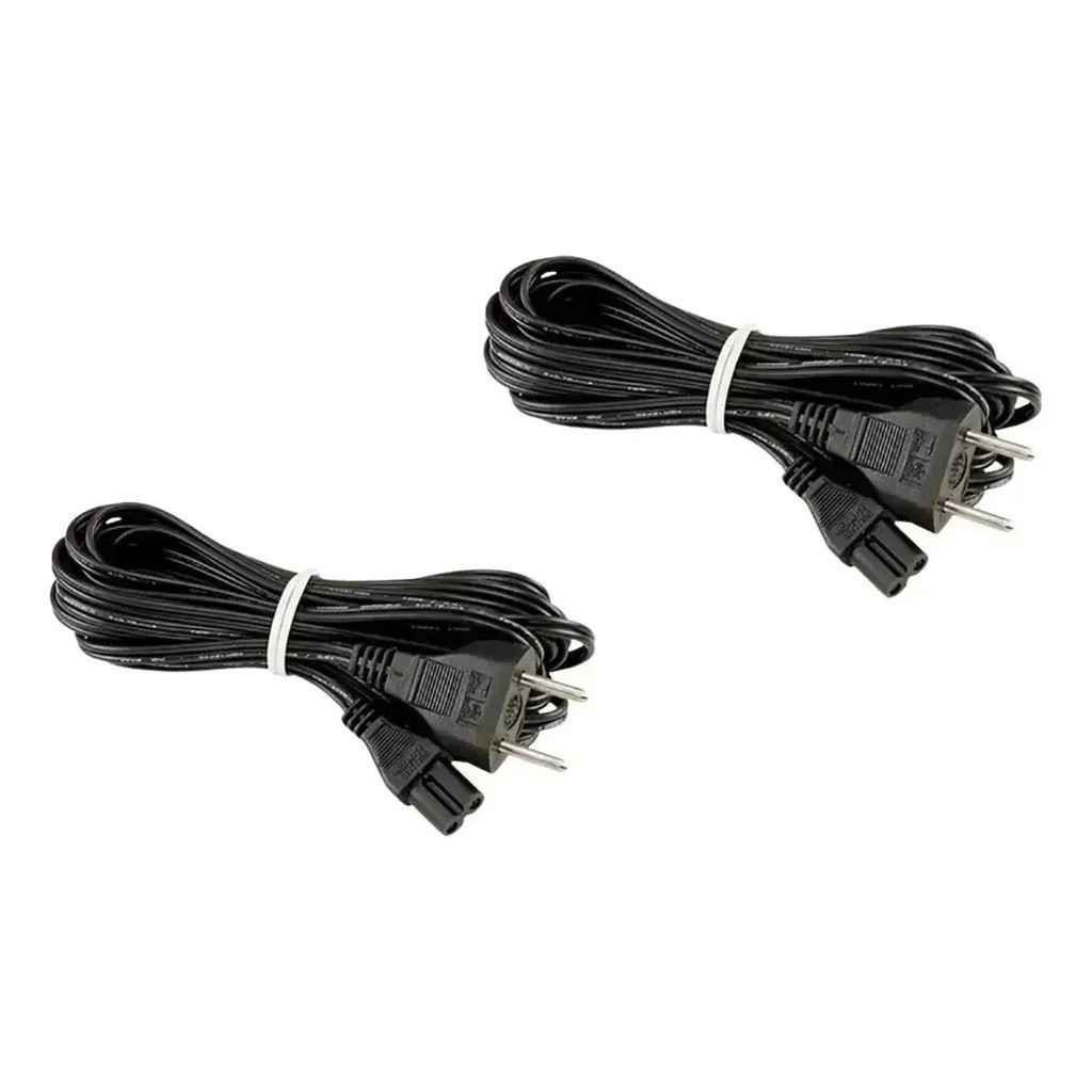 Kit 2 Cabos Bipolares 1,5m Para Videogame Energia 2 Pinos
