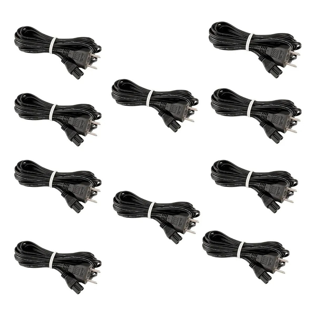 Kit 10 Cabos Figura 8 1,5m Videogame Energia 2 Pinos