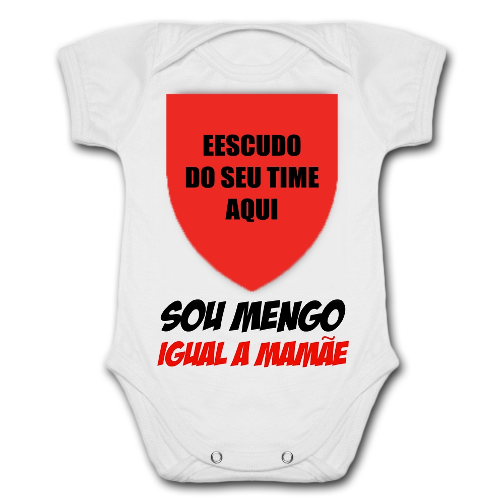 Body de Bebê Personalizado Com Nome e Número Sou M&ng0 Fl4m3ng0 Igual A Mamãe