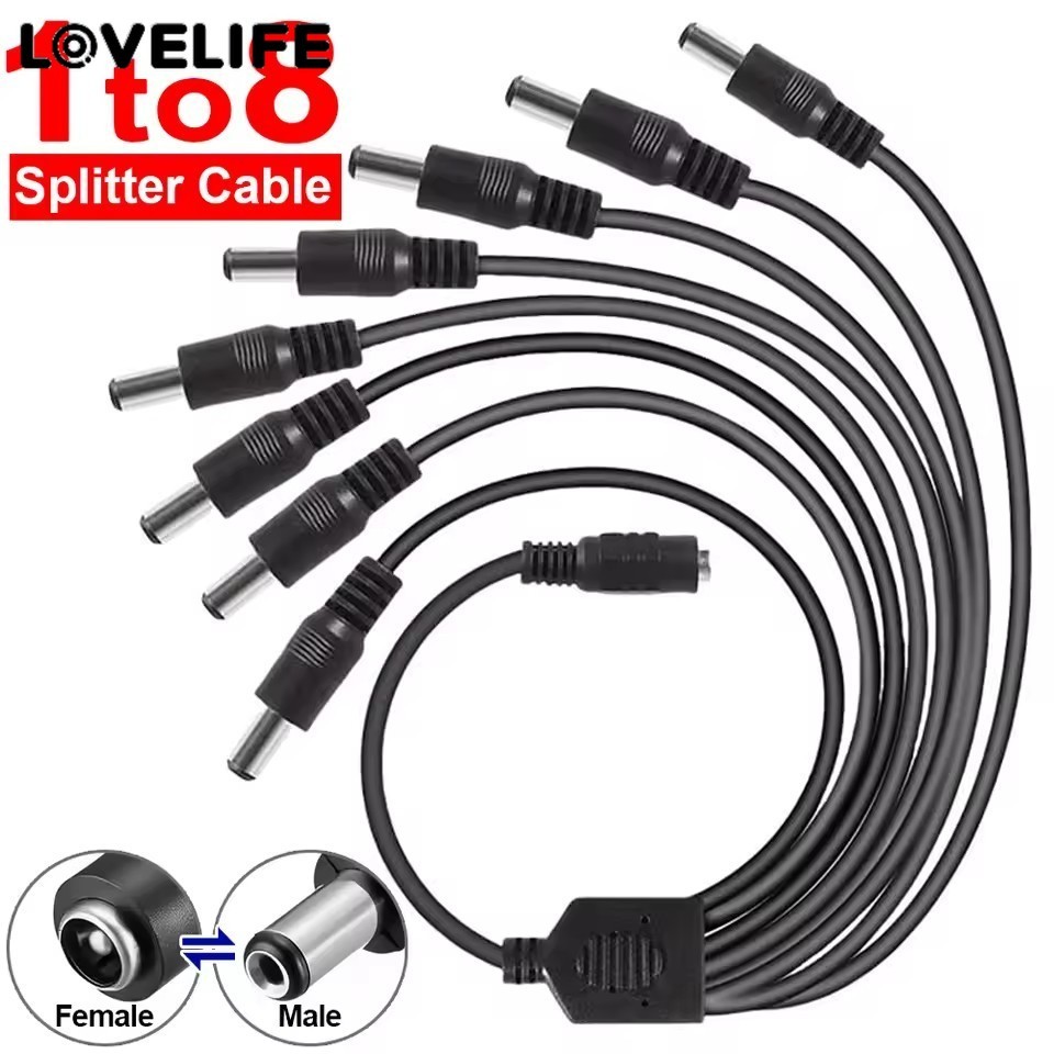 Cabo Divisor De Energia DC 5.5x2.1mm 5V/12V , Fio De Cobre Puro 40cm Com Anti-Interferência Para Câmeras De Segurança ,