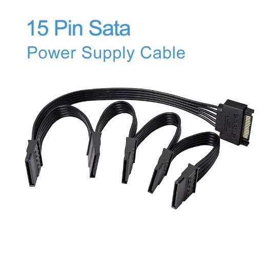 Cabo De Alimentação Para Hd, Ssd, Gravador Dvd 15 Pinos, Adaptador Divisor De 1 Macho Para 5 Fêmeas