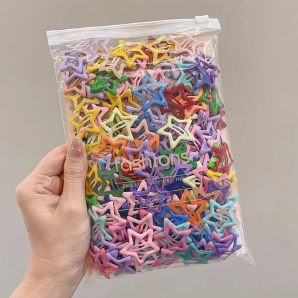 50 Peças Grampos De Cabelo Estrela Dopamina Cor Doce Para Mulheres Franja Lateral