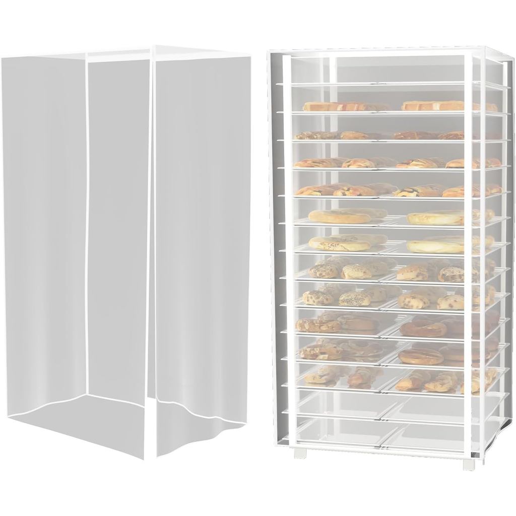 Bakers Rack Cover, Bread Racks Covers for Pantry, Clear PEVA 20tier Sheet Pan Racks Cover, Dustproof Waterproof Reusable