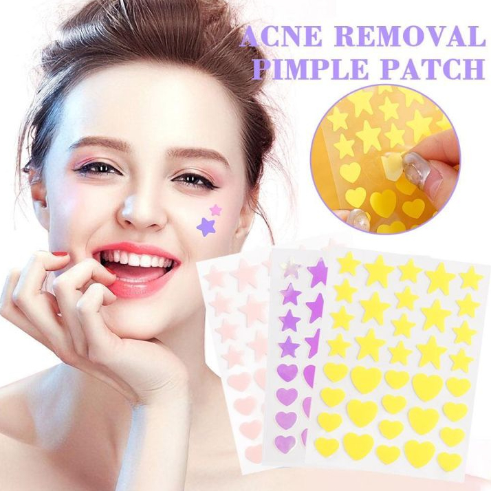 Cartelas de Adesivos para Espinha Pimple Patch Formato Coração e Estrela Respirável à Prova de Suor
