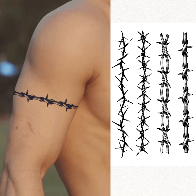 Espinho Braçadeira Ervas Tatuagem Temporária Adesivos À Prova Dwaterproof Água Longa Duração Arte Do Corpo Falso