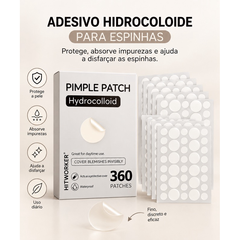 Adesivo Hidrocoloide para Espinha Acne Pimple Patch 360 Unidades Kit