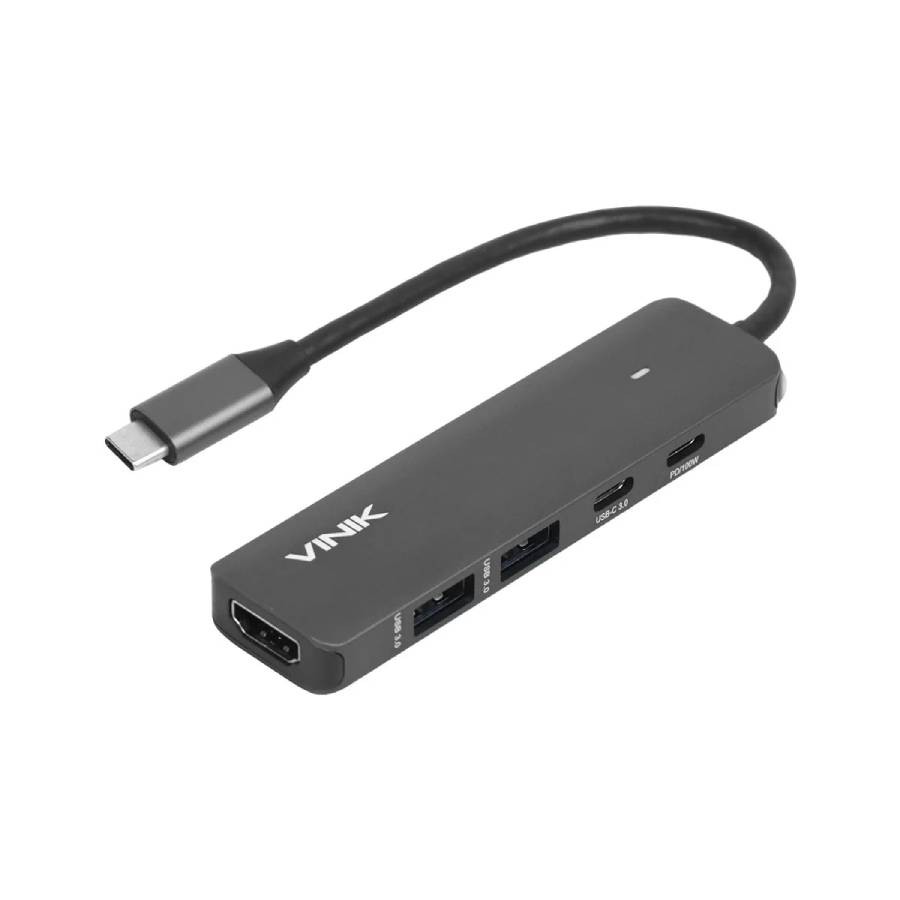 Hub USB Tipo Type C 5 em 1 2x USB 3.0 + HDMI 4k + Type C Power 100w + Type C para Dados