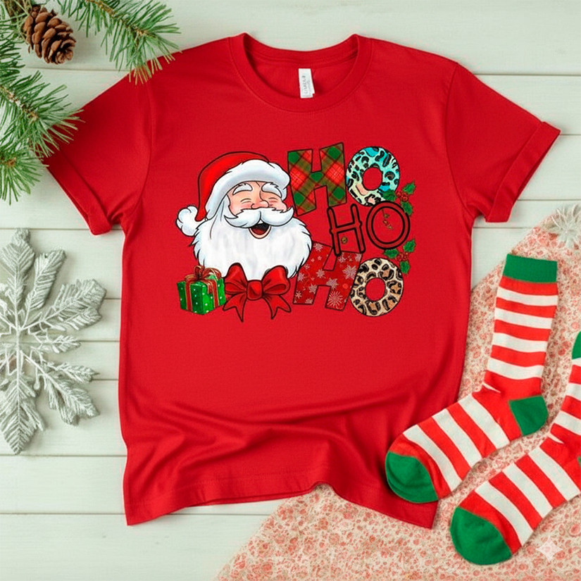Camiseta Infantil Natal Algodão Conforto Qualidade Premium Blusa Kids  'Ho Ho Ho' Infantil Estampa Divertida Clássica
