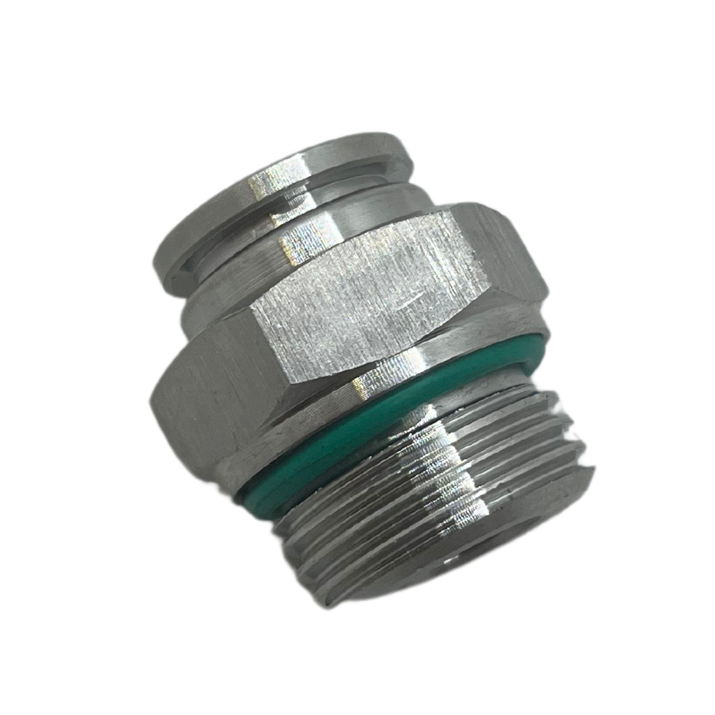 Conector Aço Inox Tubo Pu 10mm Rosca 3/8 Bsp Engate Rápido Reto Pneumático
