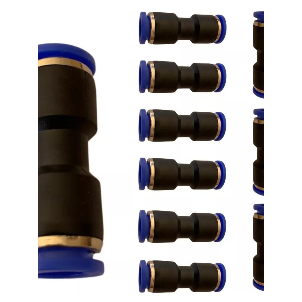 União Emenda Reta Pu 10mm Pneumática Engate Rápido 10 Peças