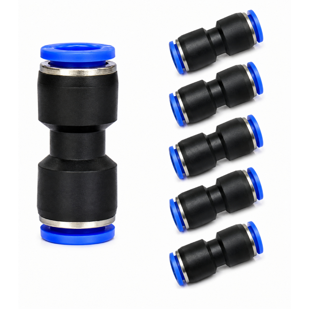 Kit 10 Conexões União Reta 10mm Engate Rápido Mangueira Pneumática