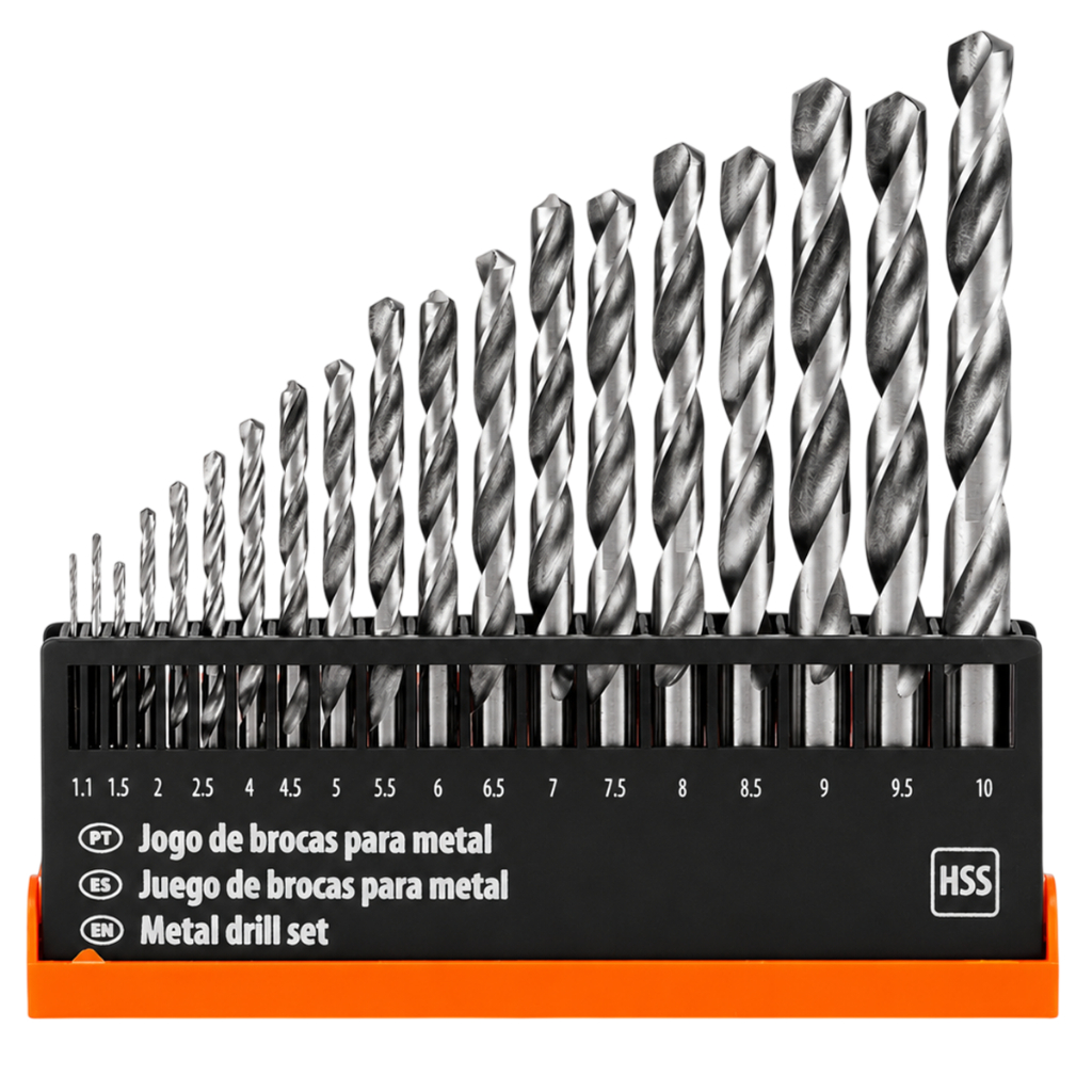 Jogo Brocas Com 19 Peças Aço Rapido 1 A 10mm Metal Madeira