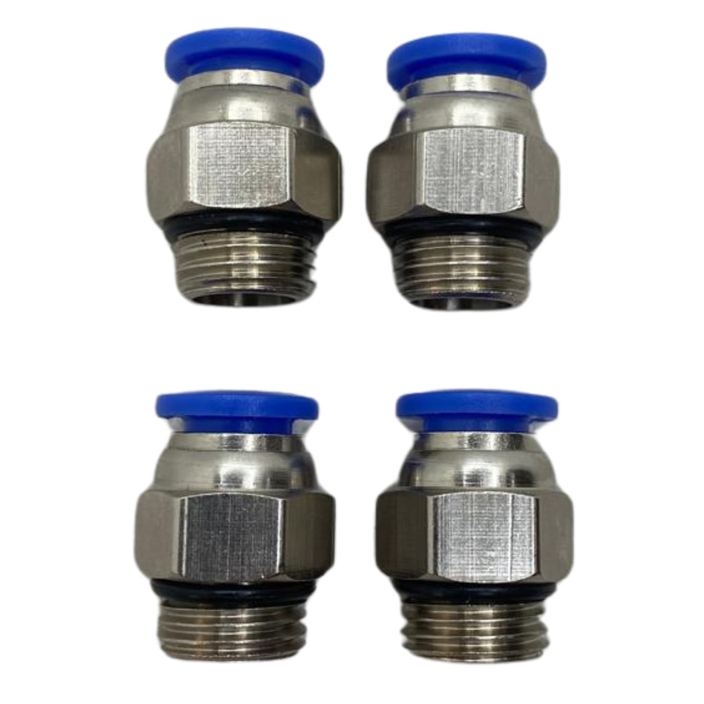 4 peças - Conector Engate Rápido Tubo pu 10mm Rosca 1/4 bsp Pneumático Latão Niquelado