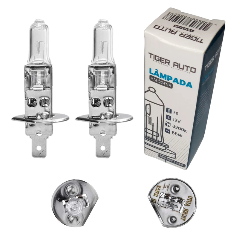 Par Lâmpadas Halogena H1 55w 12v 3200k Tiger Auto Atacado TG1015H1