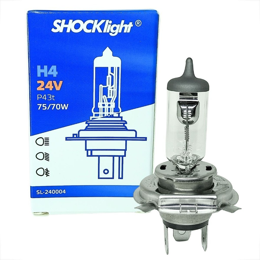 Kit 2 Lâmpada Farol H4 Halogena 24V 75/70W P43T 24V Standart Caminhao Onibus Veiculos Pesados Auto